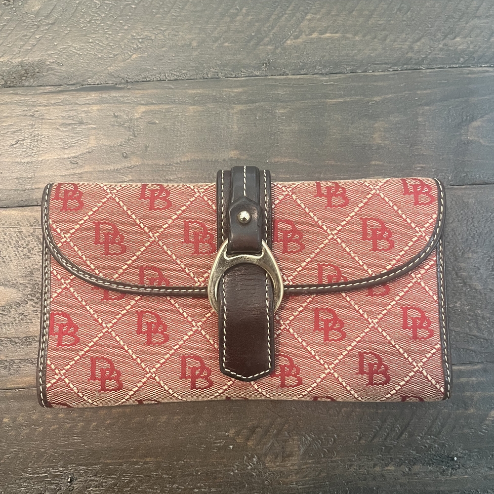 Dooney & Bourke Red and Brown Patterned Clutch